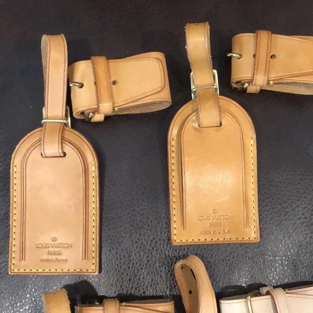 M LOUIS VUITTON LV Luggage Tag & LV Poignet - One Set Vachetta Leather